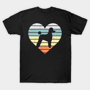 Poodle Silhouette Heart Sunset Retro T-Shirt